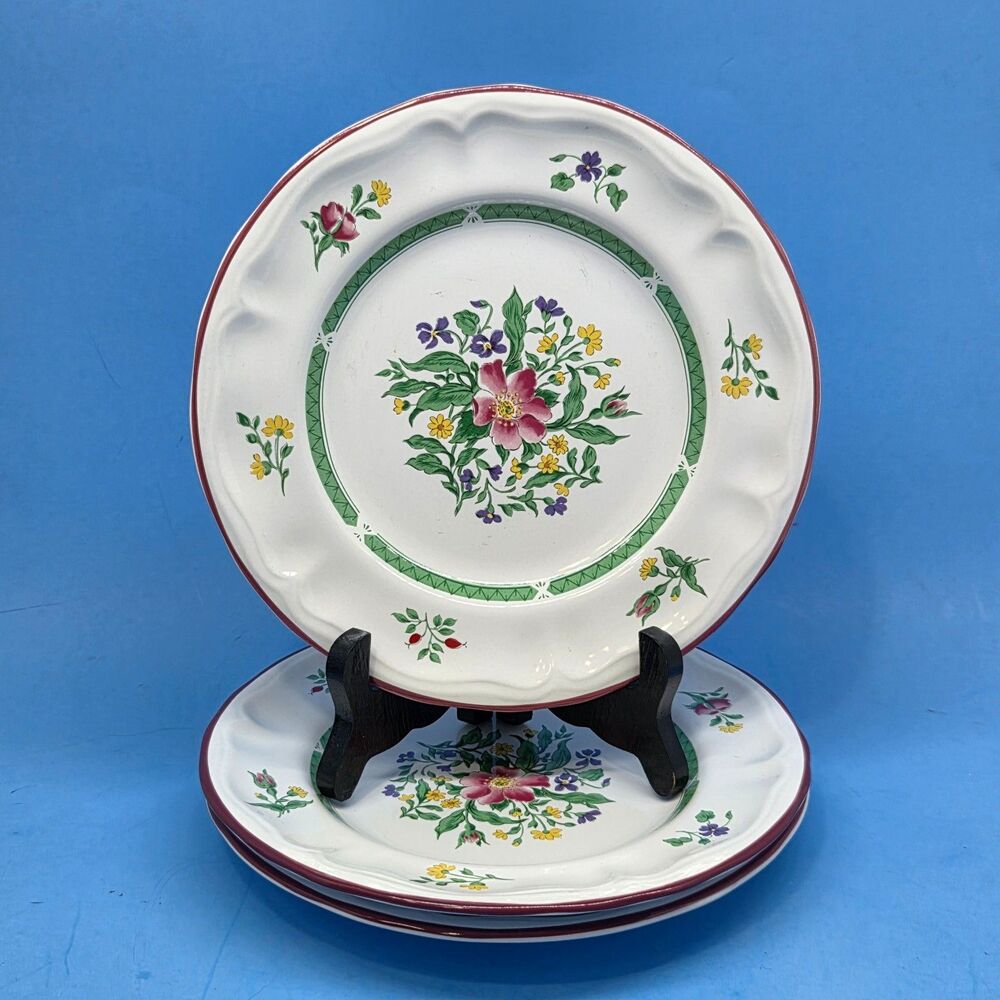 International China Company "ROSALYNN" Set Of 3 Floral 7 3/4" Salad Plates VGC